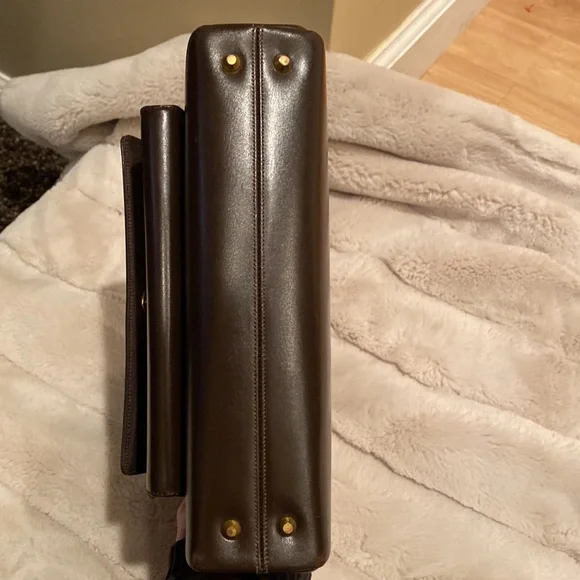 Structured Dark Brown Leather Top-Handle Women's Bag - Picture 6 of 11